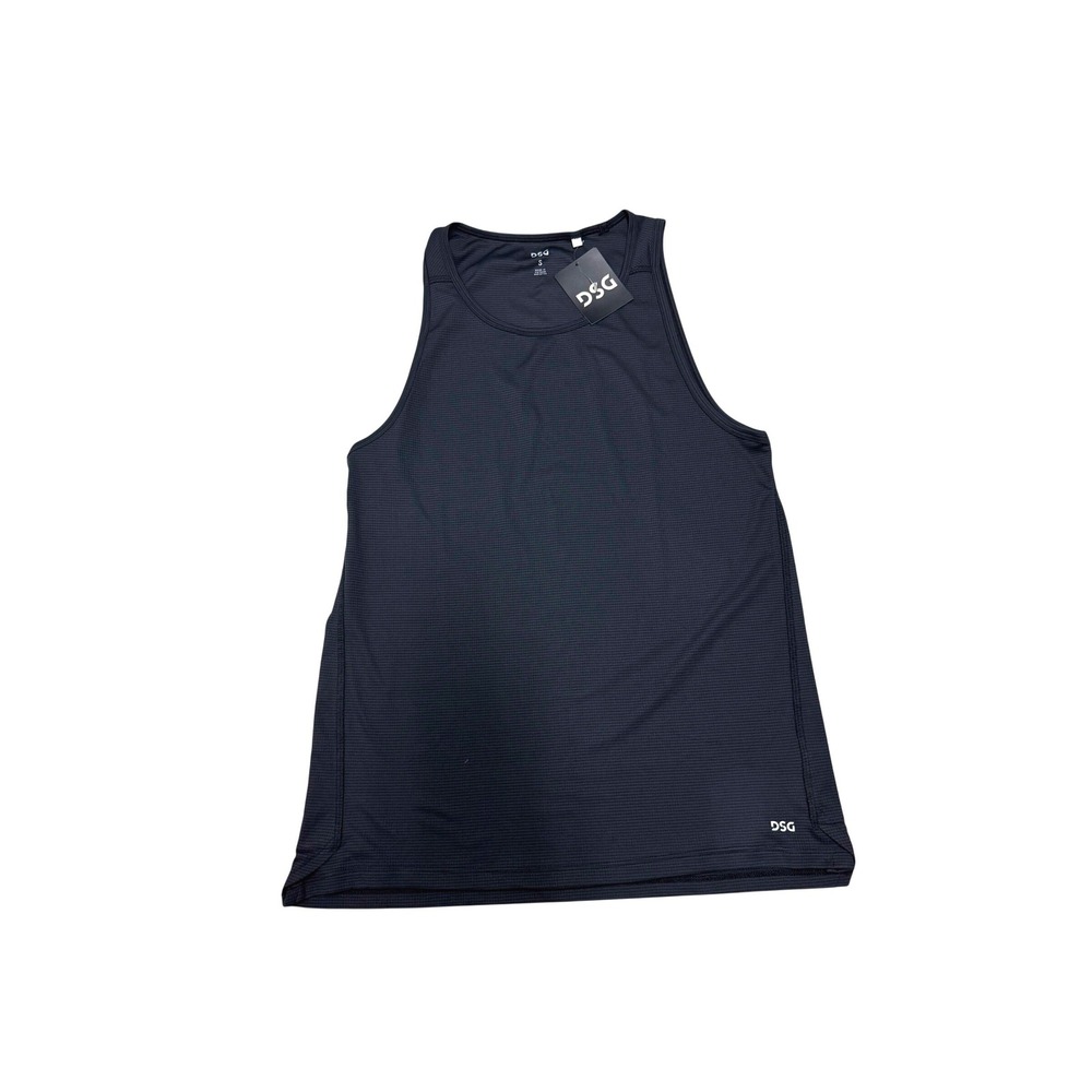 DSG Mens Run Tank Pure Black Moisture Wicking Reflective UV Protection Small NEW